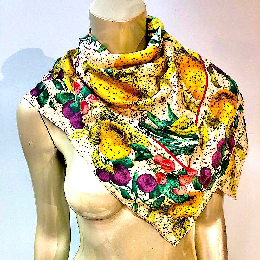 Express Vintage Silk Fruit Scarf - Picture 1 of 10